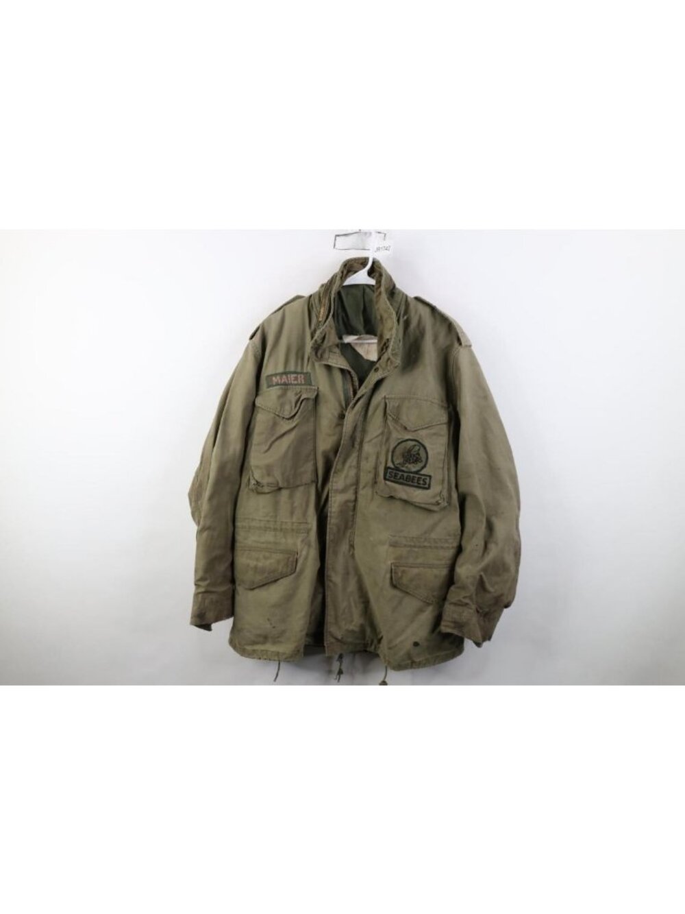 Vintage 60s 70s Vietnam War Mens Large Thrashed Seabees M65 Field Jacket USA